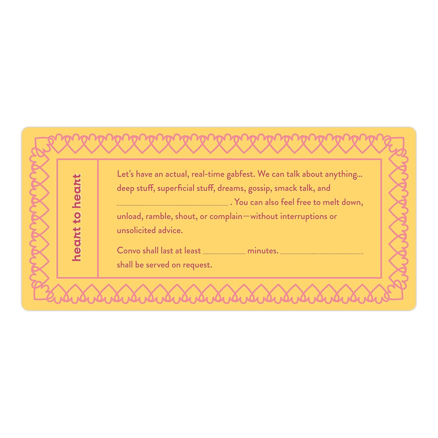 Fill in the Love Bestie Vouchers, Book of 15 Best Friend Coupons