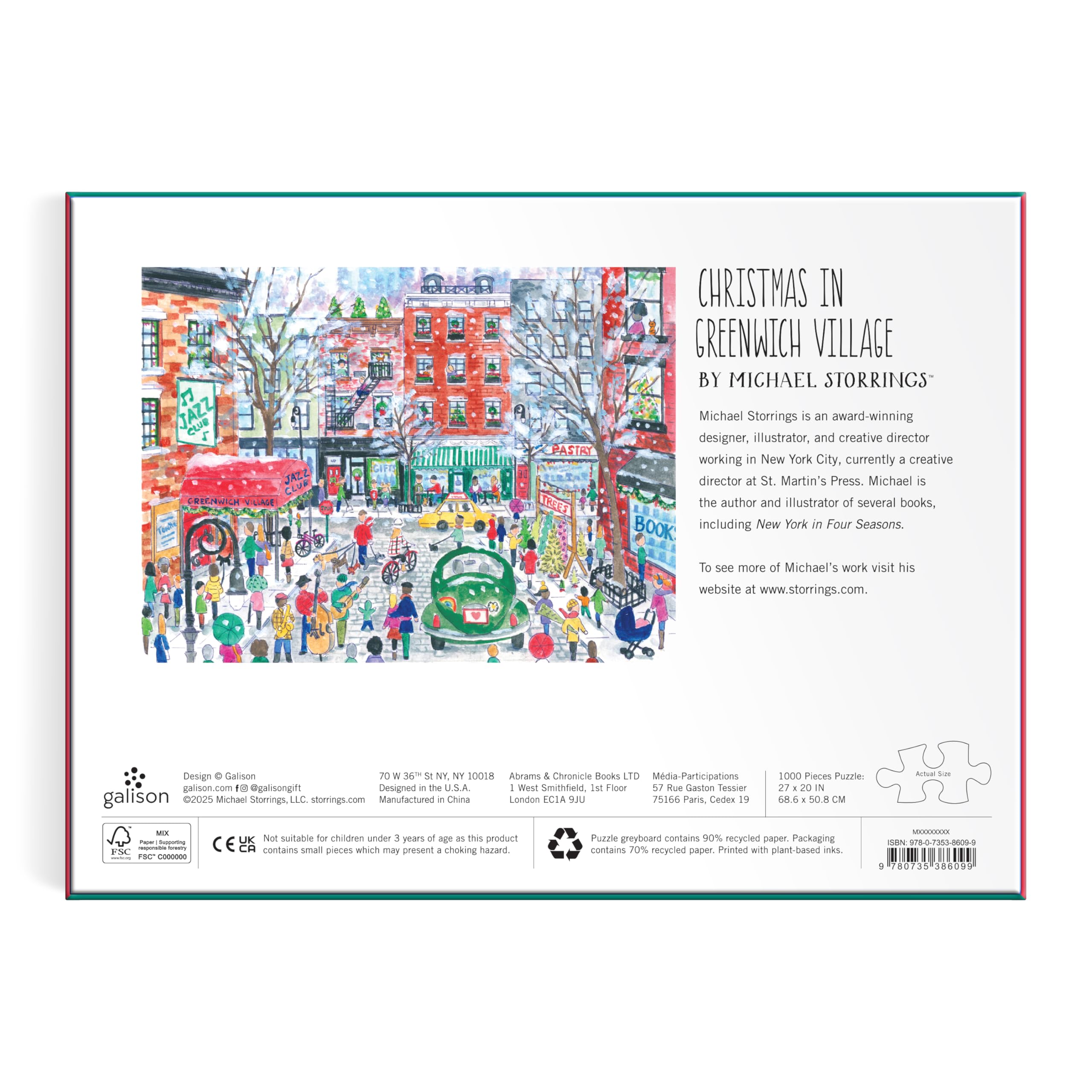 Michael Storrings Christmas in Greenwich Village 1000 Piece Puzzle