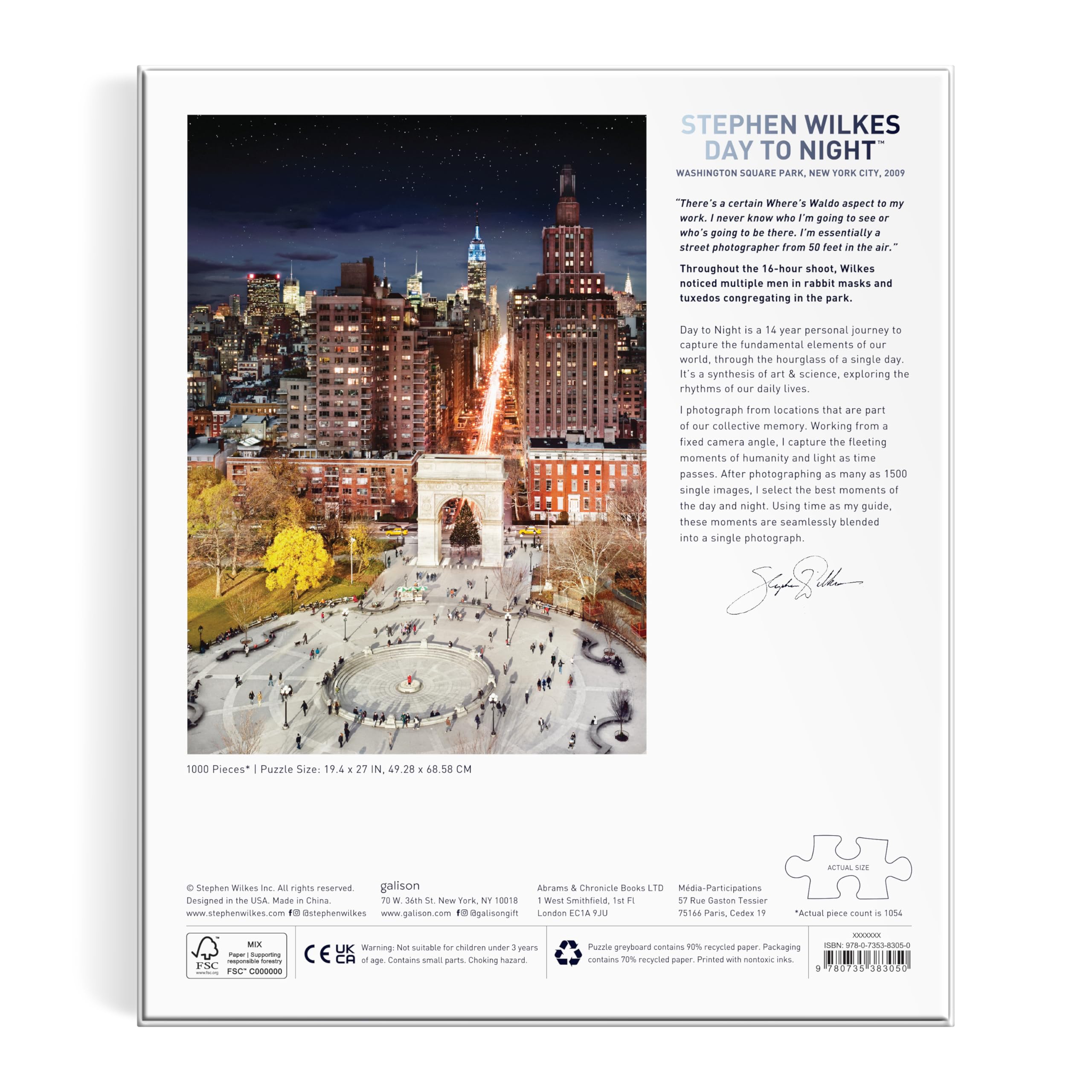 Washington Square Park – 1000 Piece Stephen Wilkes Jigsaw Puzzle Featuring Beautiful Day To Night Photography Of Iconic NYC Park