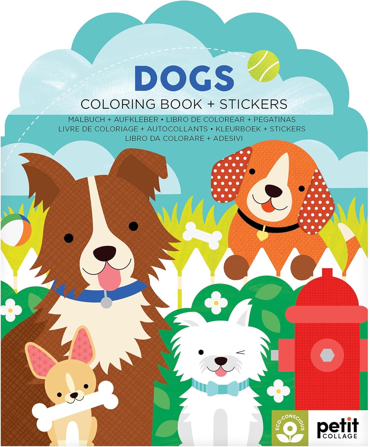 Petit Collage Dogs Coloring Book with Stickers