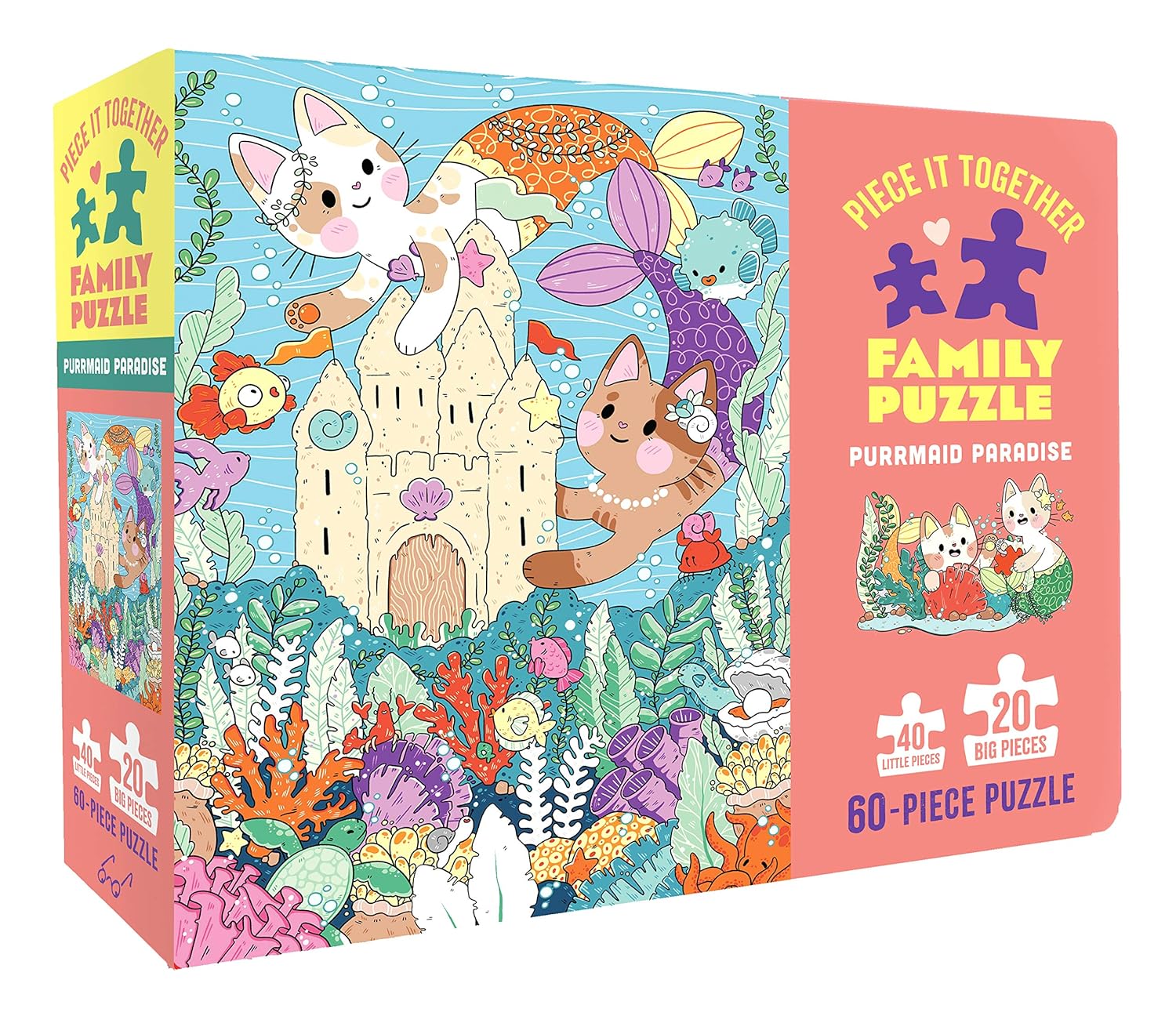Piece It Together Family Puzzle: Purrmaid Paradise: (60-Piece Puzzle)
