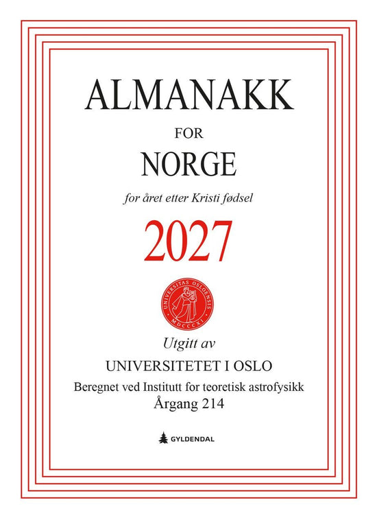 Almanakk for Norge 2027 - for året etter Kristi fødsel