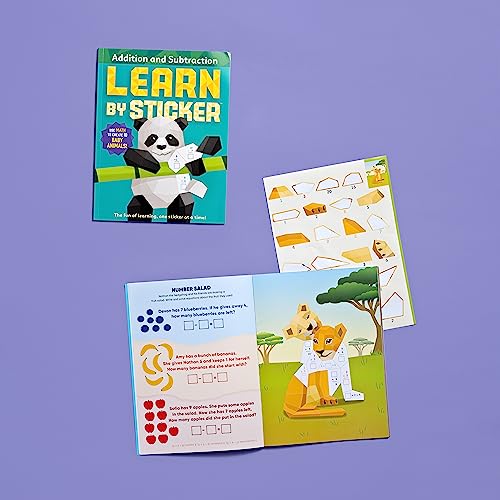 Learn by Sticker: Addition and Subtraction: Use Math to Create 10 Baby Animals!