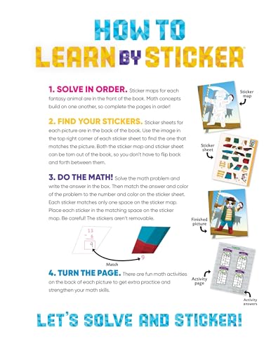 Learn by Sticker: More Addition & Subtraction: Use Math to Create 10 Fantasy Animals!