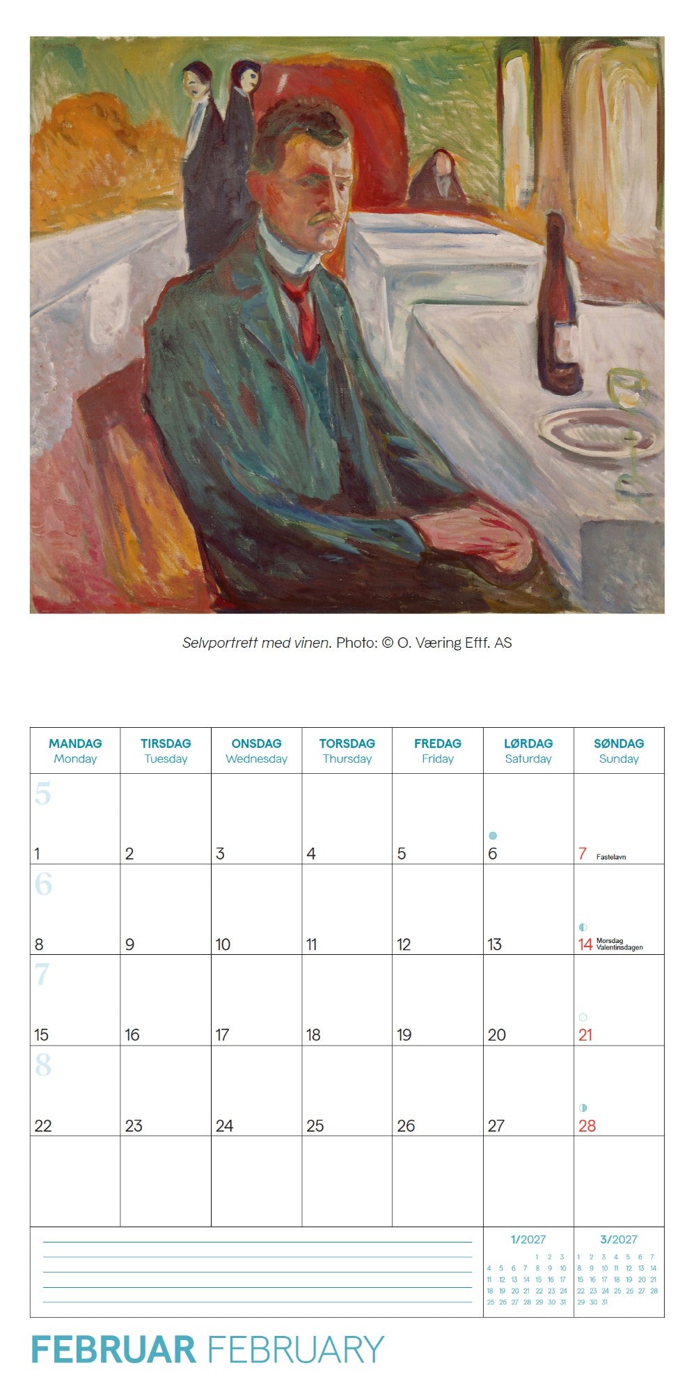 Munch 2027 Veggkalender 18x18