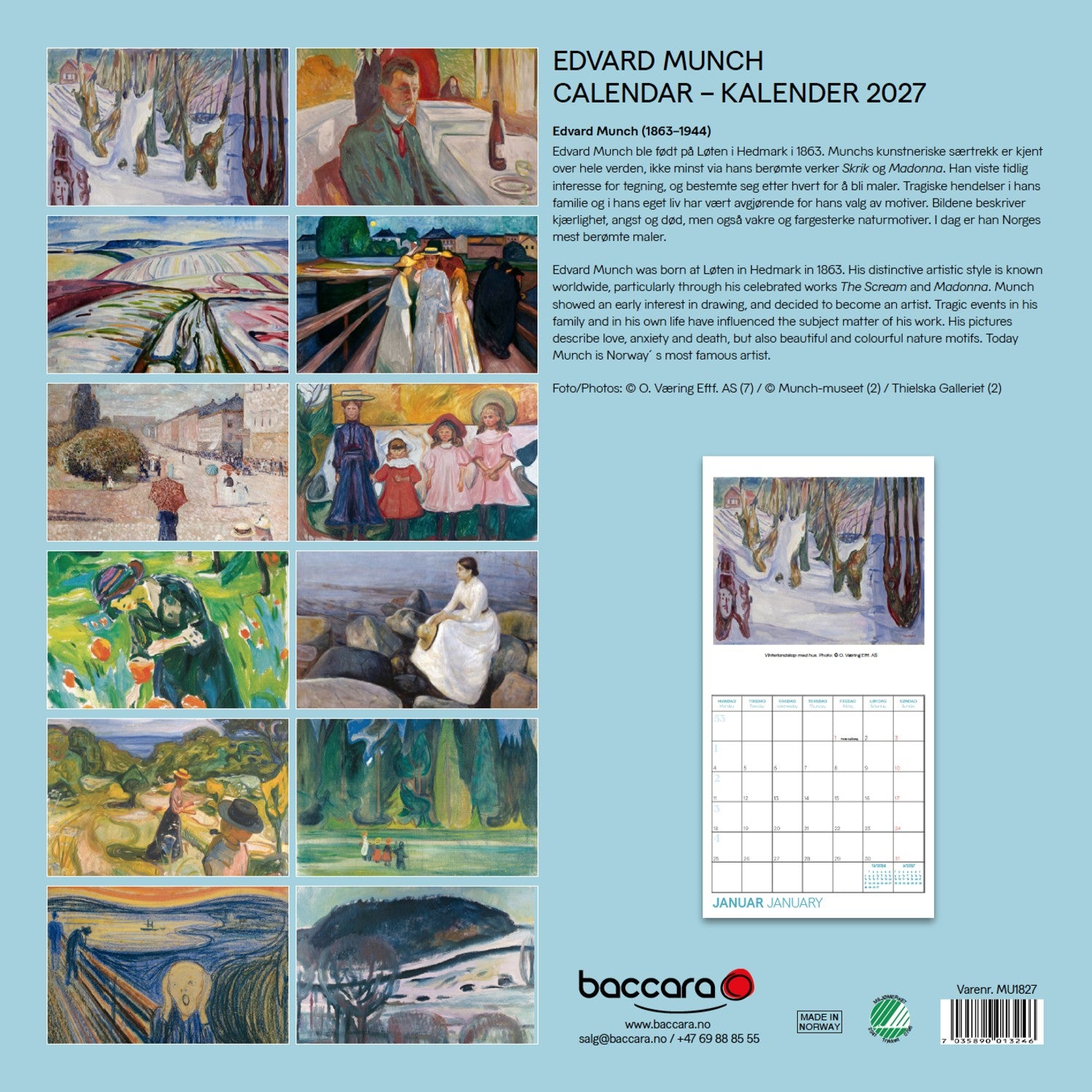 Munch 2027 Veggkalender 18x18