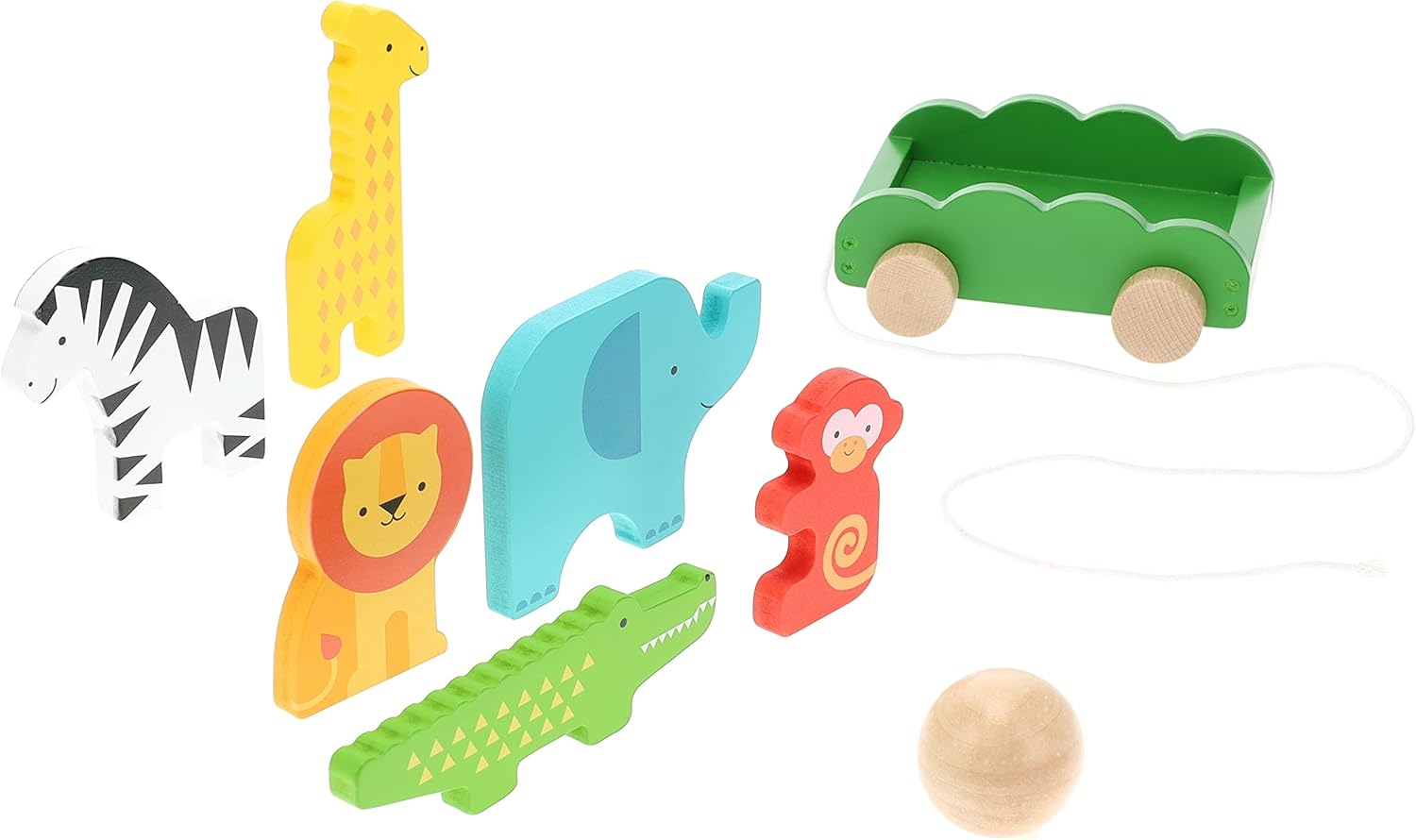 Safari Animals Wooden Bowling Set