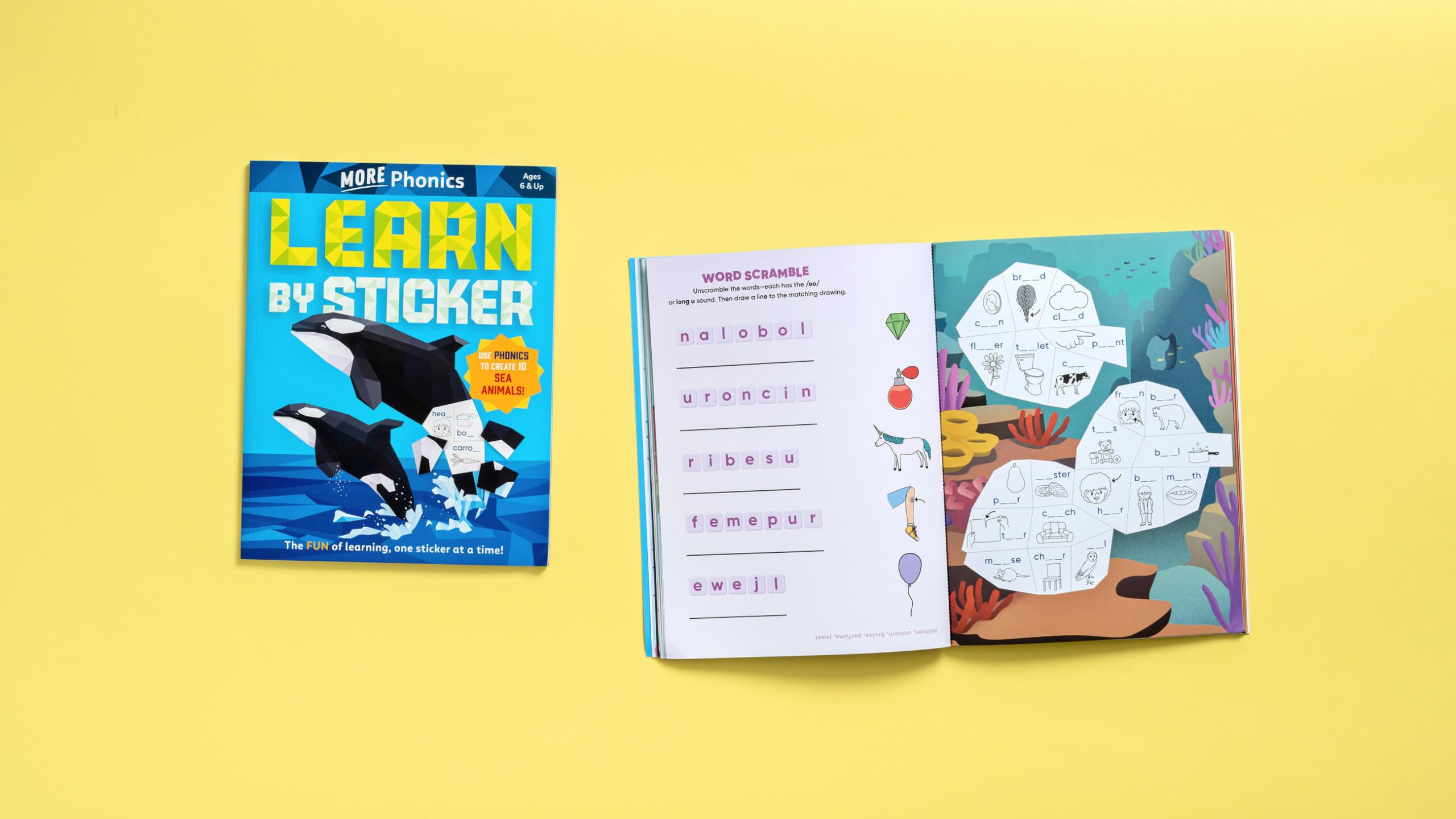 Learn by Sticker: More Phonics: Use Phonics to Create 10 Sea Animals!