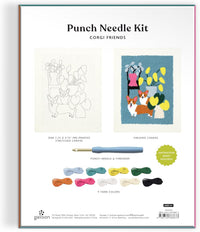 Corgi Friends – DIY Punch Needle Kit Includes 9 Yarns and Punch Needle To Make Beautiful Corgi Art