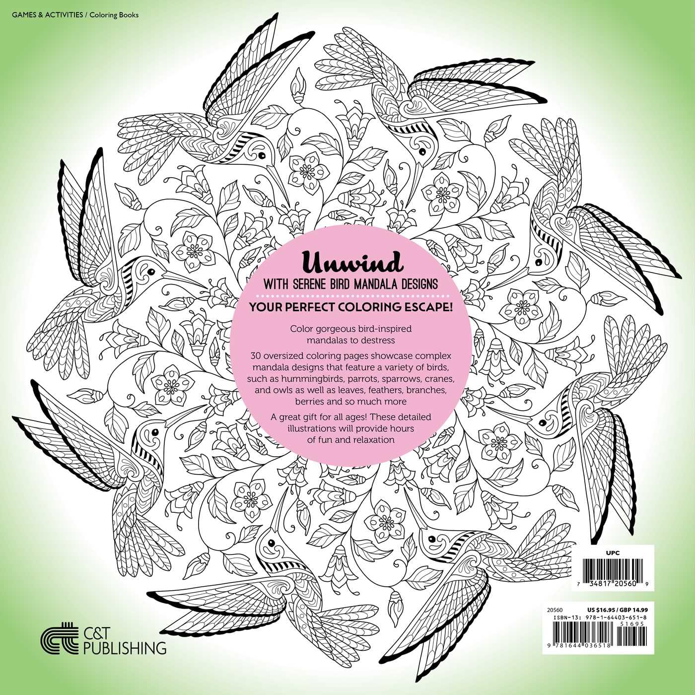 My Bird Mandala Coloring Book: 30 Stunning, Oversized Coloring Pages