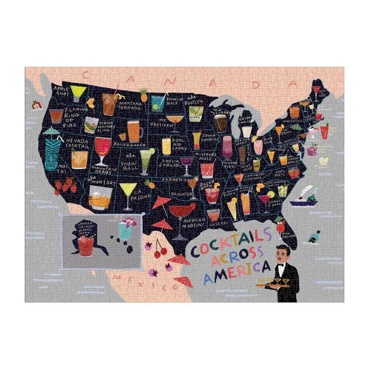 Cocktail Map Of The USA 1000 Piece Puzzle