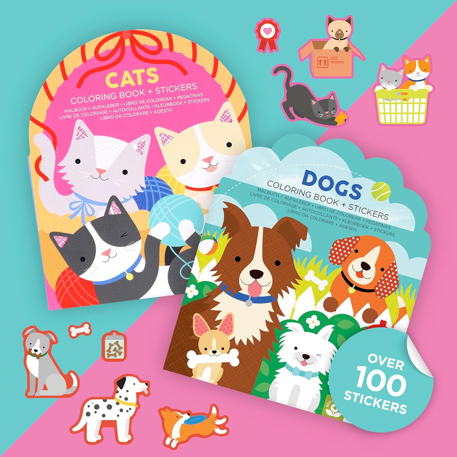 Petit Collage Cats Coloring Book with Stickers