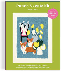Corgi Friends – DIY Punch Needle Kit Includes 9 Yarns and Punch Needle To Make Beautiful Corgi Art