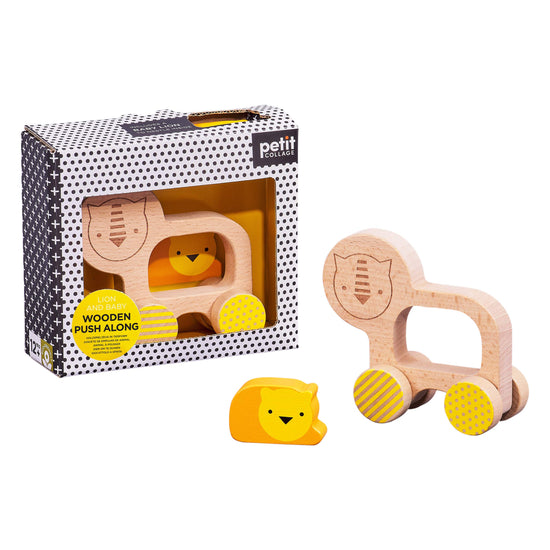 Lion and Baby Wooden Push Along