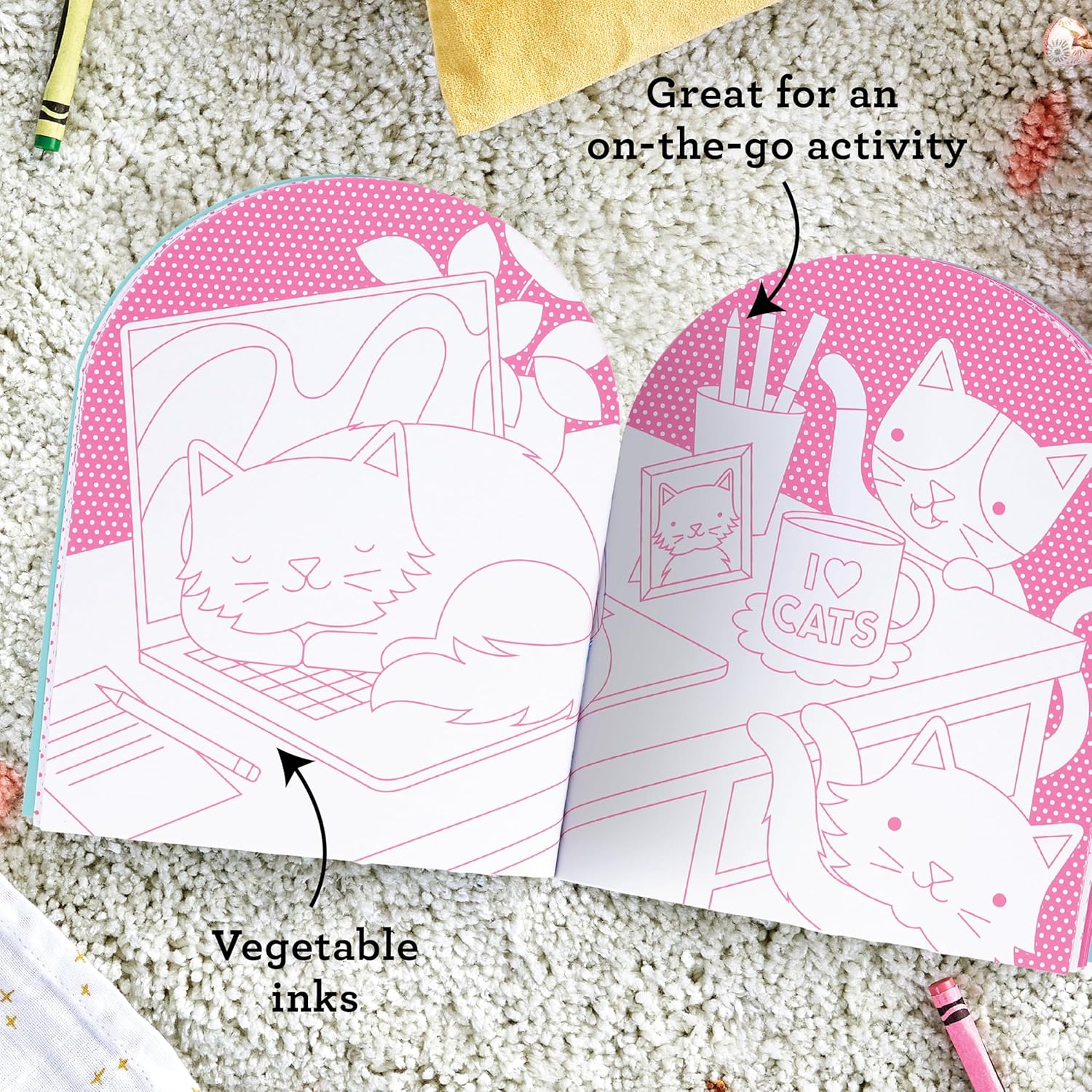 Petit Collage Cats Coloring Book with Stickers