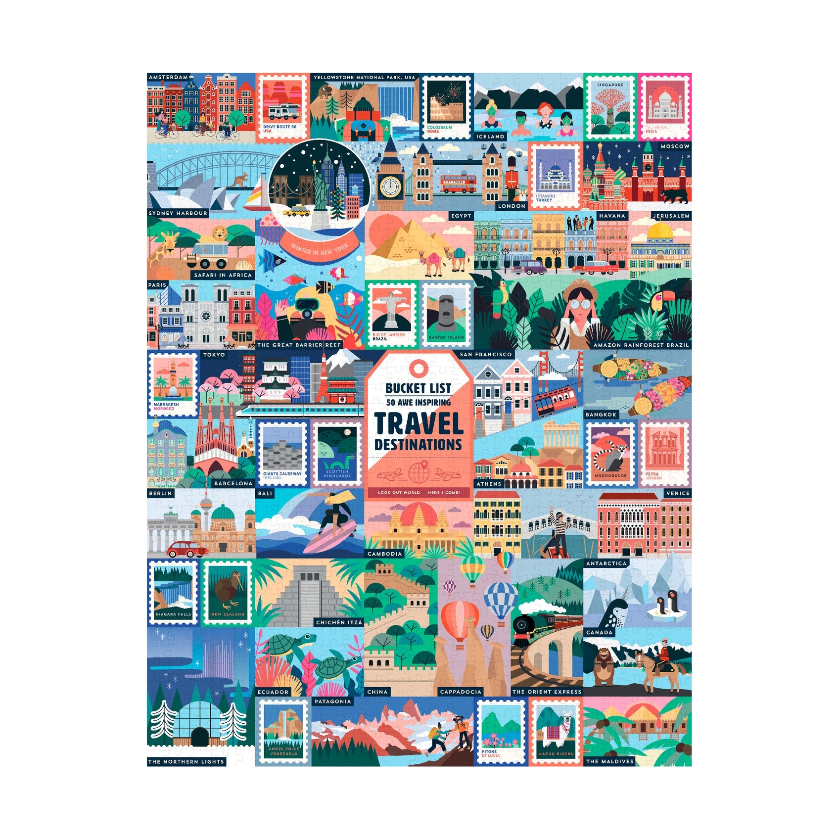 50 Awe-Inspiring Travel Destinations Bucket List 1000-Piece Puzzle